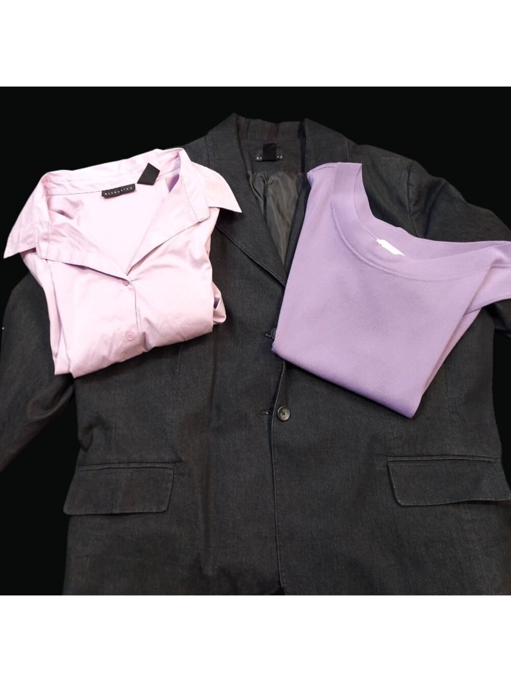 Womens Grey Blazer & Light Purple Button-Up Shirt Set of Two Size 3X